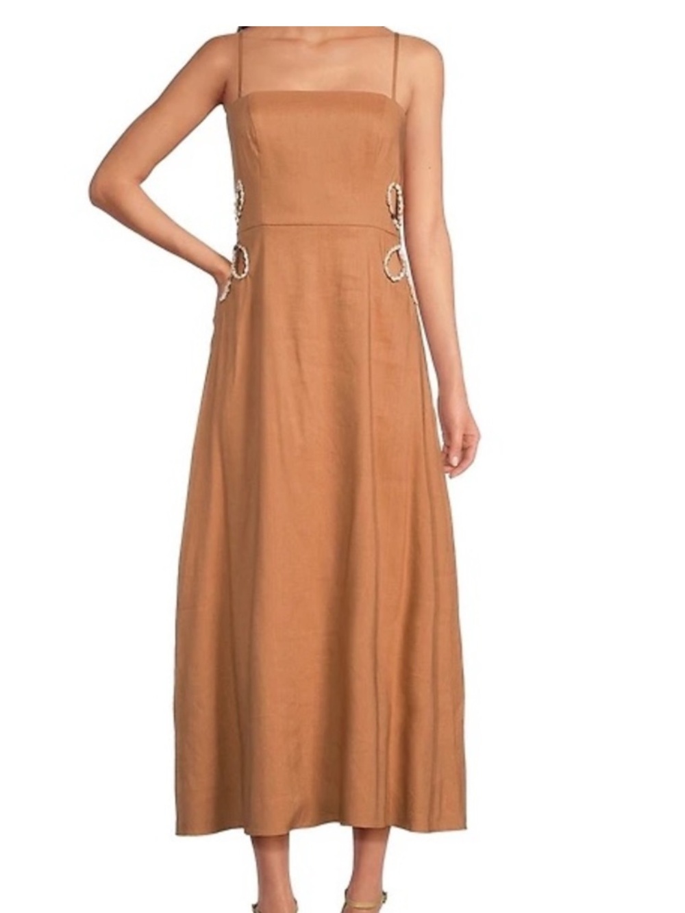 Gianni Bini seashell cut out linen maxi dress size 4 NWT